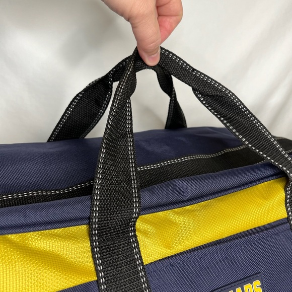 New Chaps Duffle Bag Navy Blue / Yellow/ Black 21”x11”x10” Adjustable Strap - Picture 3 of 16